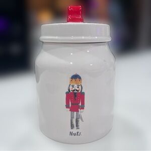 Rae Dunn Retired Ceramic Nuts Nutcracker Canister With Lid New Seal *READ INFO*